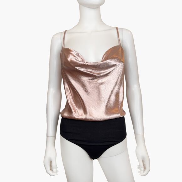 Vici Tops - NWT VICI "Dreamy Nights" Satin Cowl Neck Bodysuit (Mauve | Size S)